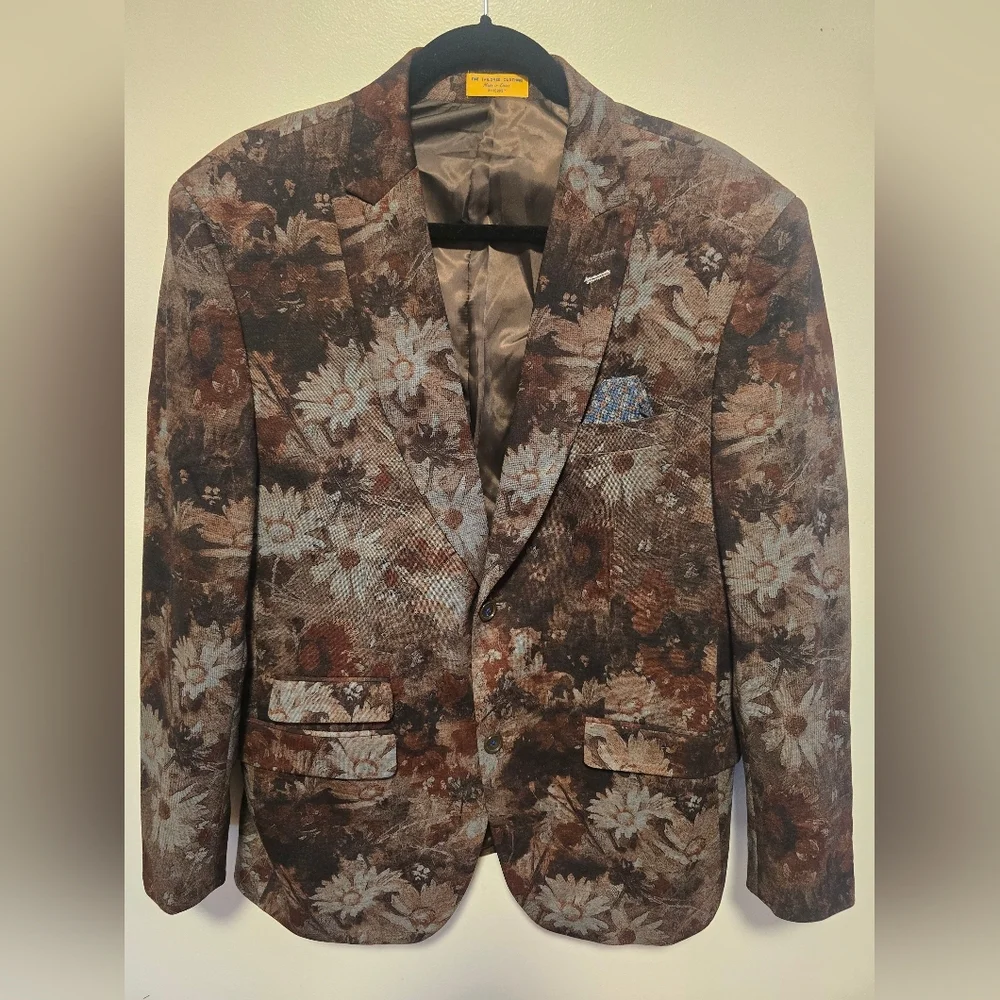Lanzino Floral Patterned Brown Blazer